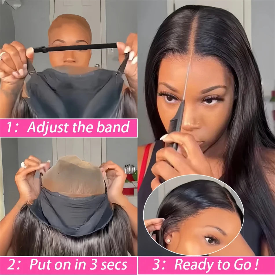 Glueless HD Lace Bone Straight 5x5 Pre-Cut Lace Closure Remy Human Hair Wig (26+ Inch, Transparent Swiss Lace)