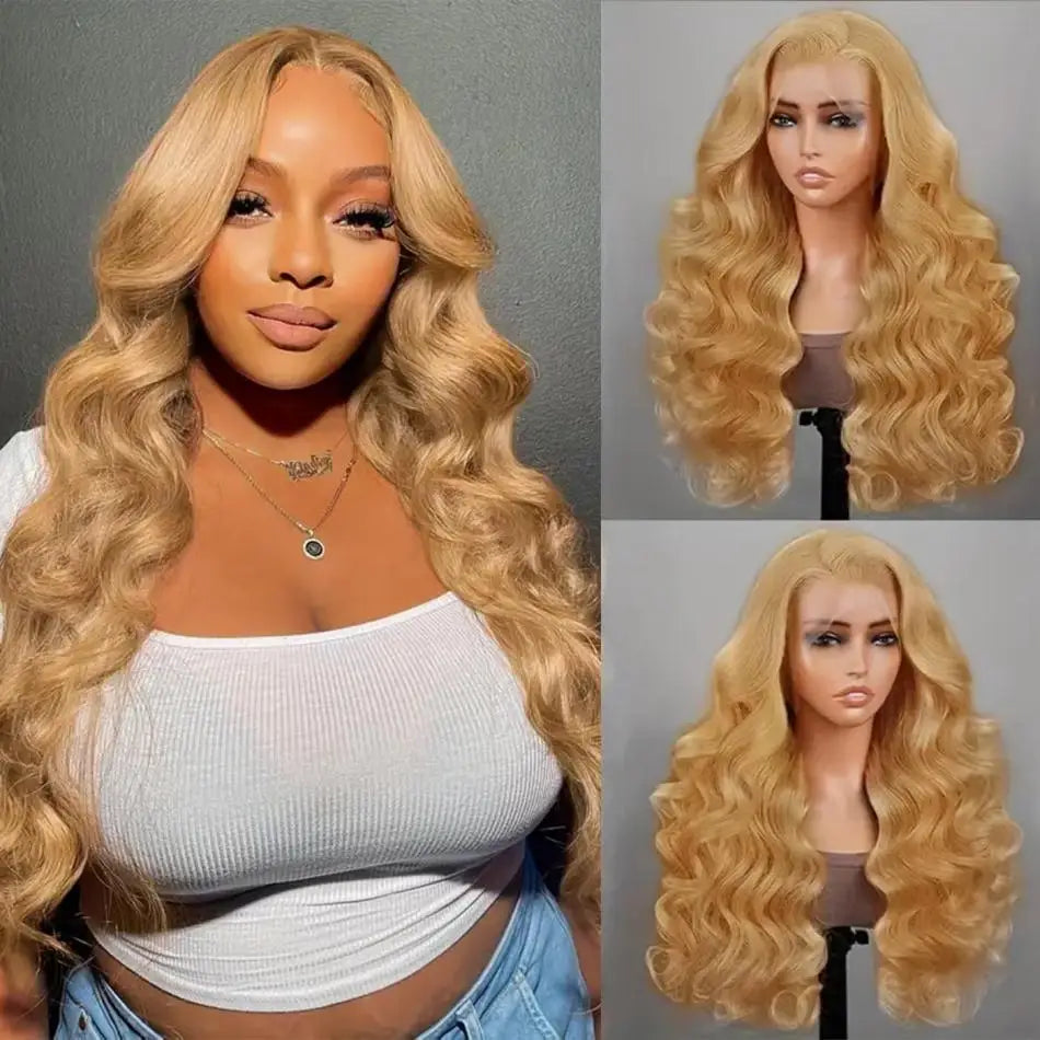 Honey Blonde #27 Body Wave Lace Front Human Hair Wig | Transparent Lace 13x4 / 13x6 Pre-Plucked (26+ Inch)