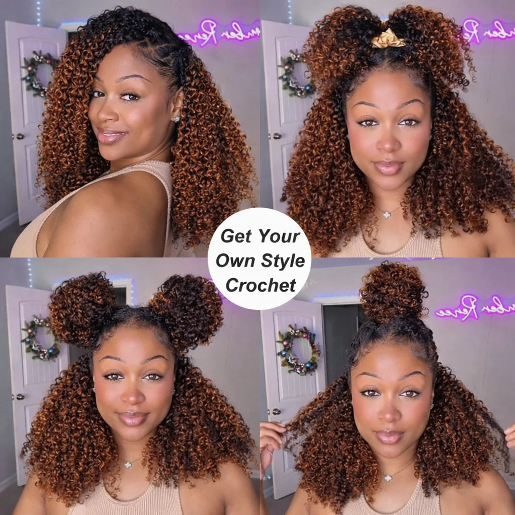 T1B/30 Kinky Curly Crochet Hair Extensions – Virgin Human Hair Knotless Pre-Separated Miracle Knot Braids