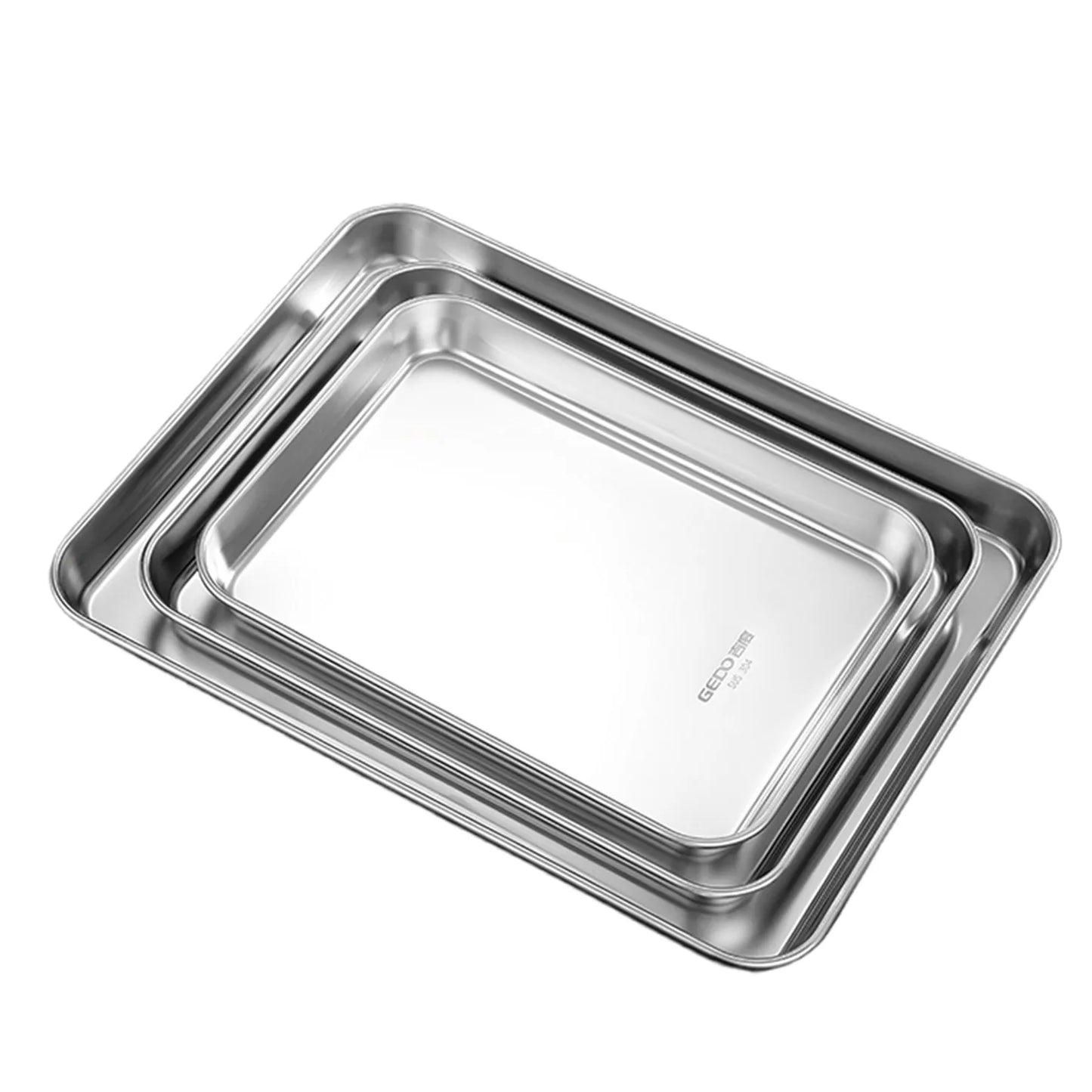 304 Stainless Steel Baking Tray – LFGB Certified, Fall-Resistant Steaming Dish (27–37.5cm Rectangular Pan)