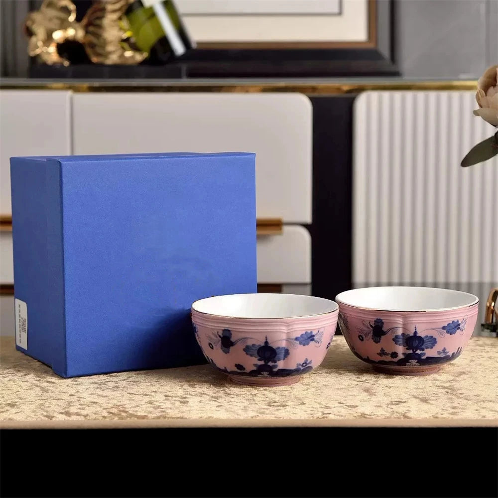 Ceramic Afternoon Tea Set – Printed Porcelain Cup, Saucer, Tray, Milk Pot & High Foot Plate