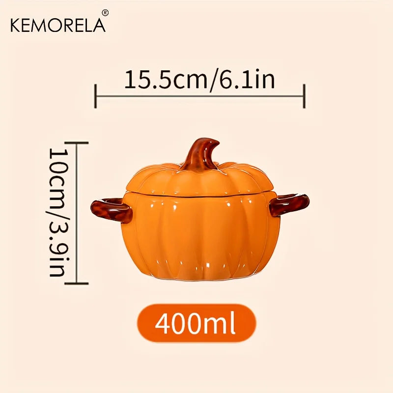 Ceramic Pumpkin Casserole Dish – Oven-Safe Pot with Lid for Halloween & Thanksgiving