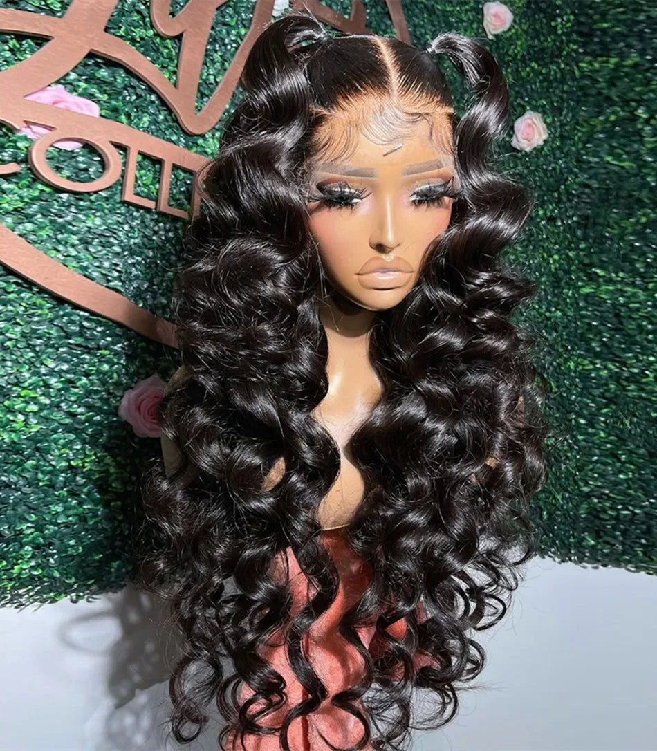 HD 13x6 Loose Natural Wave Lace Front Human Hair Wig – 250% Density, 30–40 Inch, Transparent Full/Frontal Lace