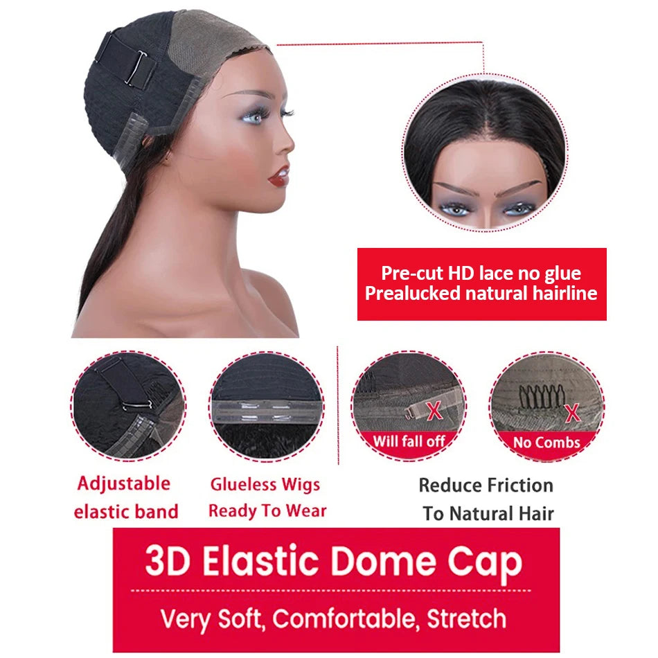 Bone Straight HD Lace Frontal Human Hair Wig 13x6 / 13x4 (30–40 Inch)