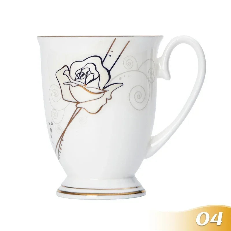 Vintage Floral Ceramic Coffee Mug – Elegant Handgrip Cup for Home & Office