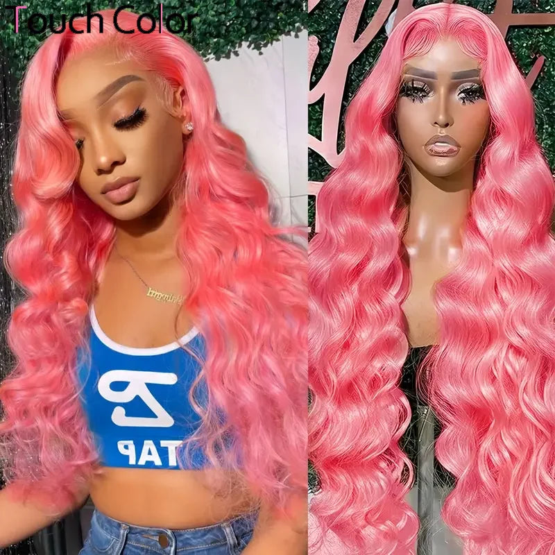 Pink Body Wave HD Lace Front Human Hair Wig (13x4 / 13x6, Pre-Plucked, 30–40”)