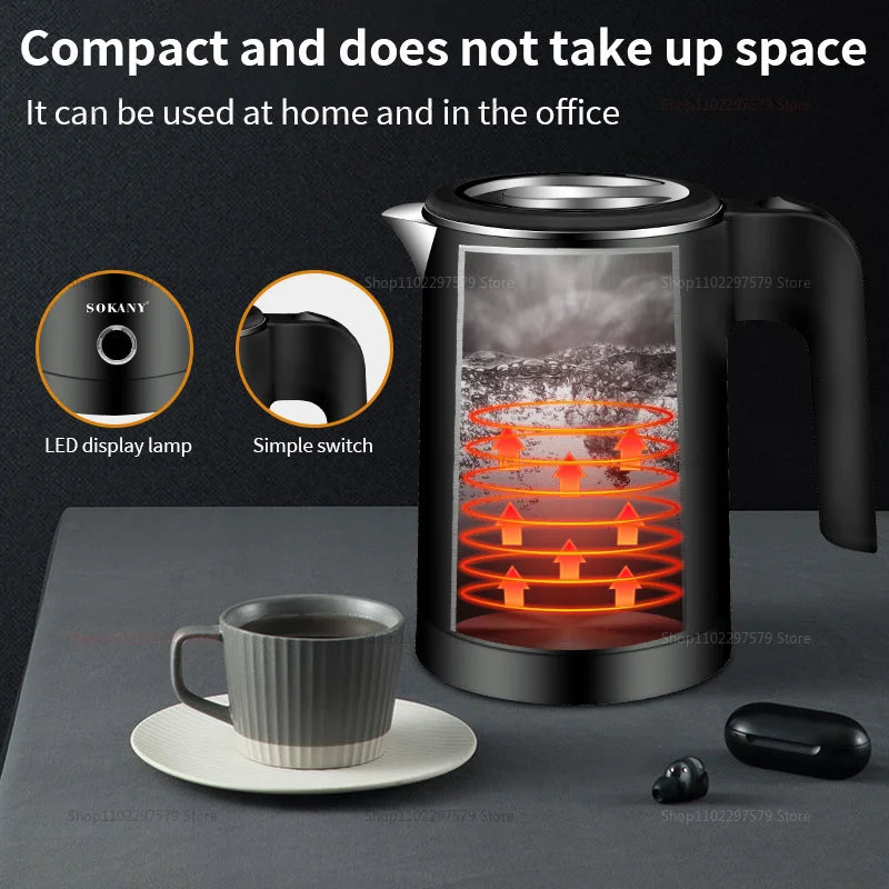 Travel Electric Kettle 500ML – Portable Stainless Steel Water Boiler for Tea & Coffee