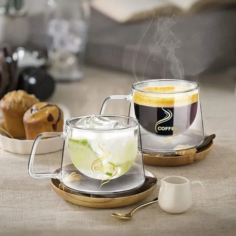 Double Wall Borosilicate Glass Coffee Mug – Heat-Resistant Espresso Cup Gift Set