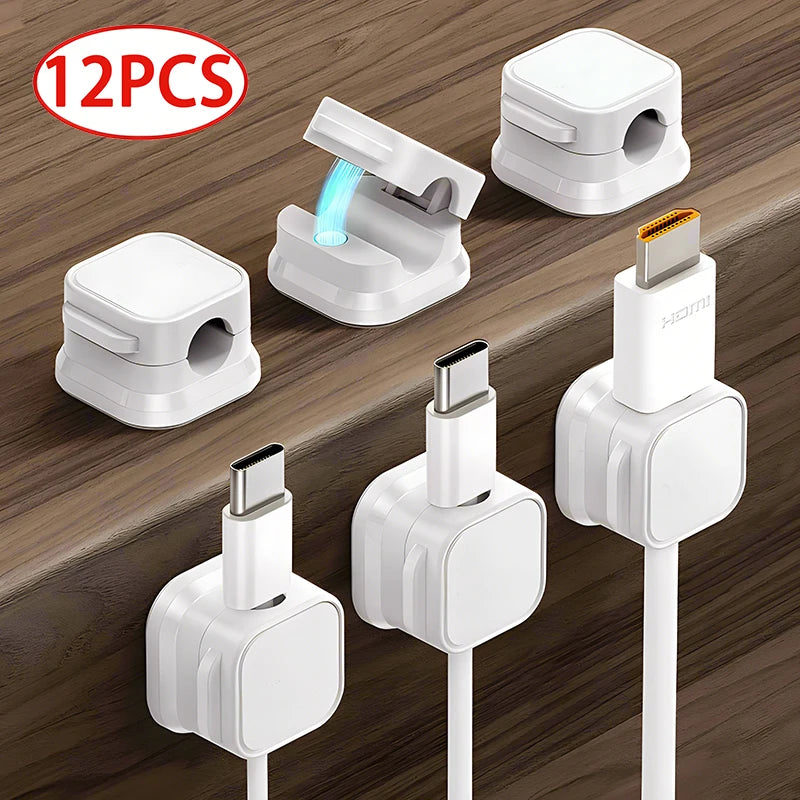 Magnetic Cable Organizer – Adhesive Wire Clip Holder for Home & Office Desk Management