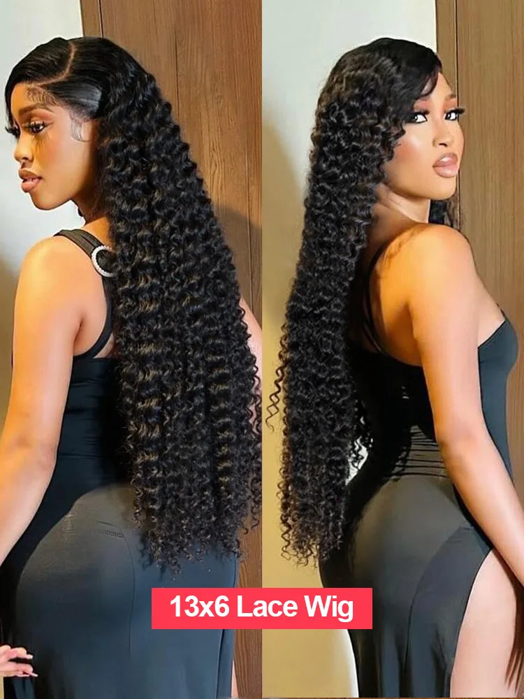 Le Mythe Brazilian Deep Wave HD Lace Front Wig (13x4/13x6) – 30-40 Inch, Pre-Plucked Natural Black