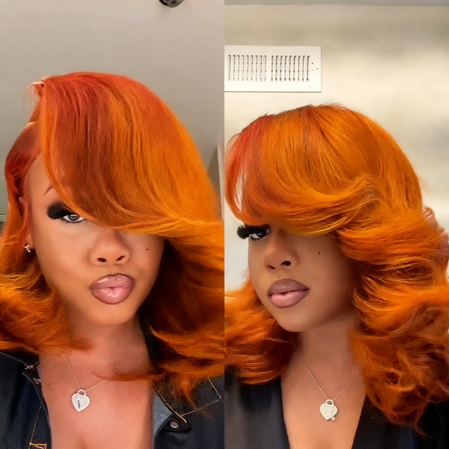 Ginger Orange Body Wave Bob Glueless 4x4 HD Lace Closure Remy Human Hair Wig (#350, Pre-Plucked)