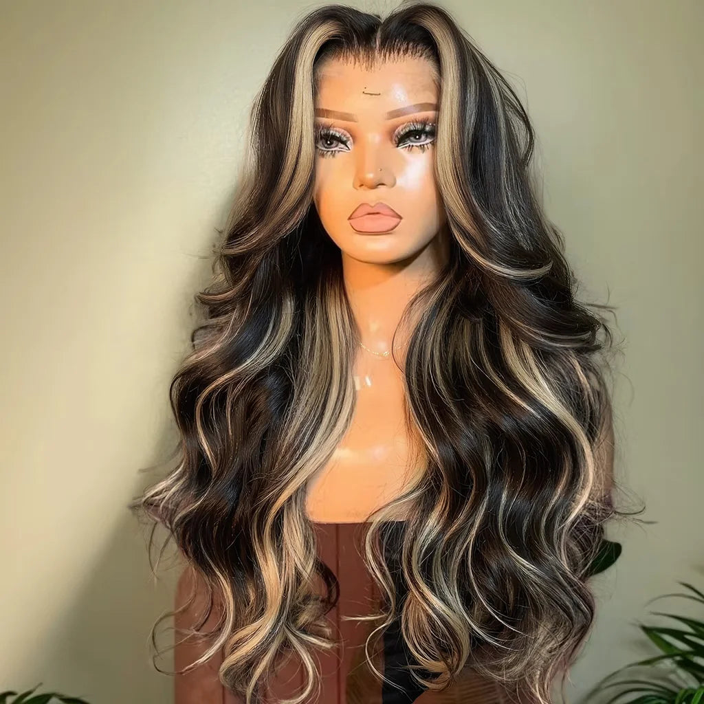30" 1B/27 Ombre Body Wave Human Hair 13x4 HD Lace Front Wig