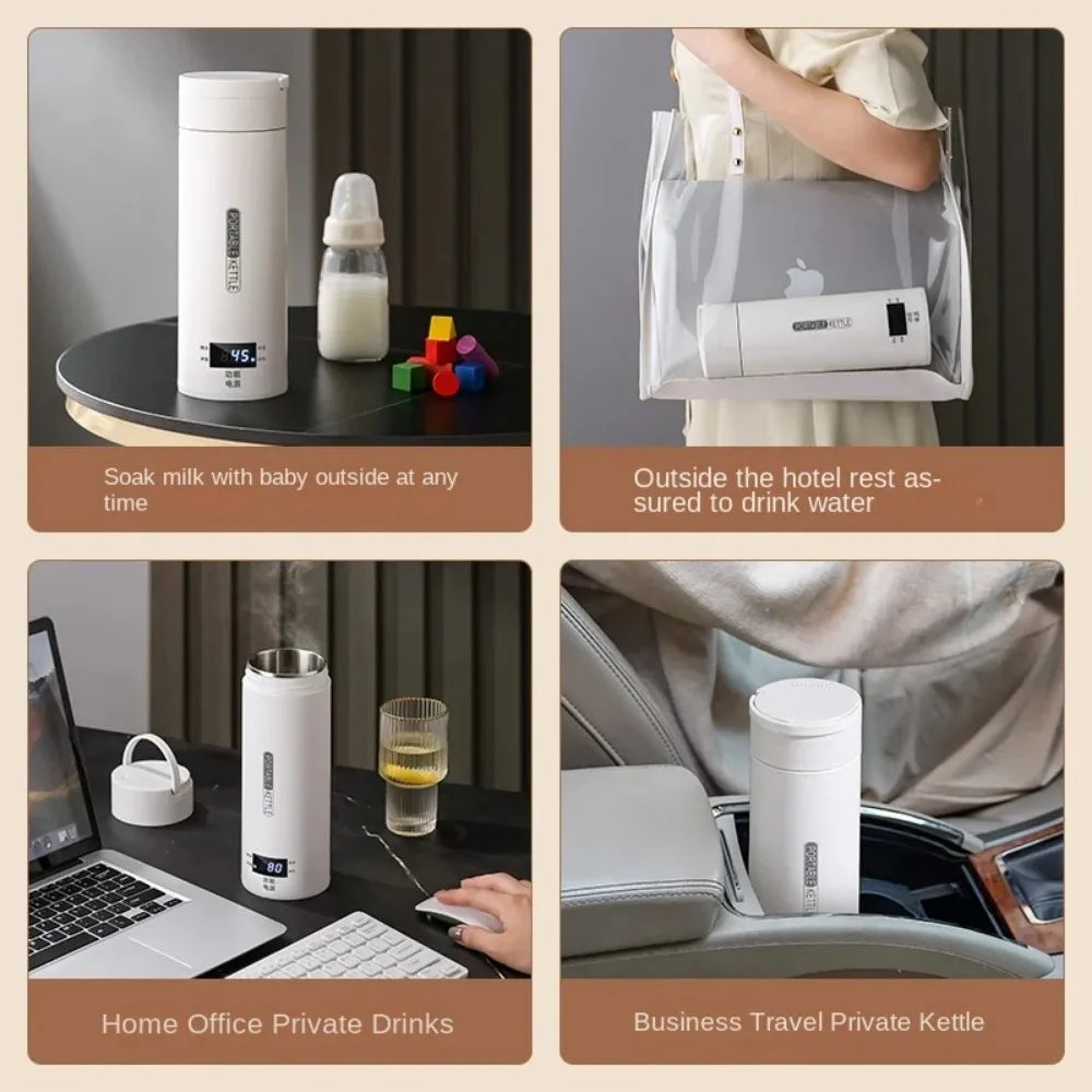 500ML Electric Kettle – Portable Tea & Coffee Travel Bottle with LED Display