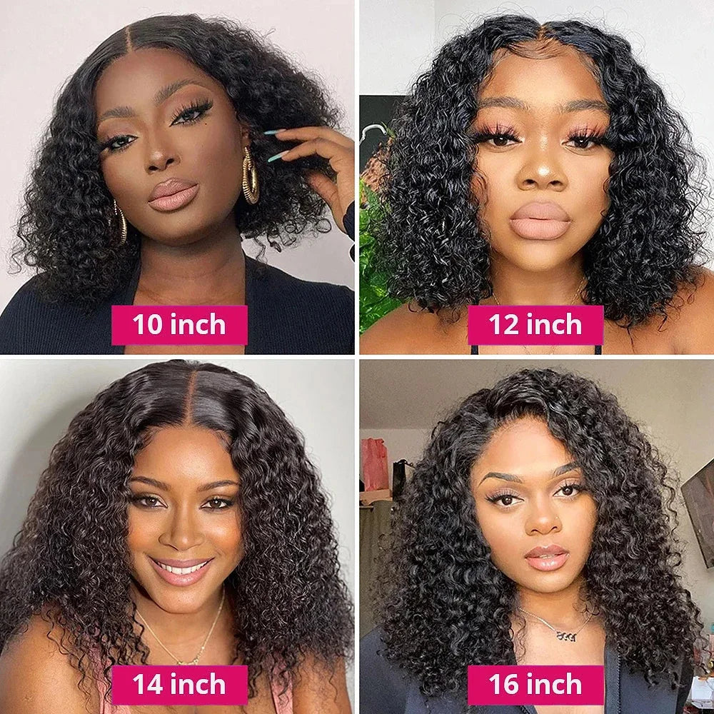 Water Wave Bob Wig | 100% Brazilian Remy Human Hair | 4x4 Lace | Glueless | 10-16 Inch | 200 Density
