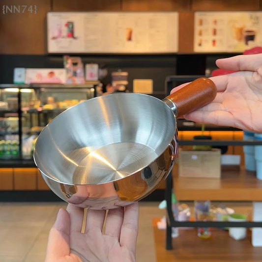 Stainless Steel Bowl with Walnut Wood Handle – 14cm Fruit & Salad Serving Bowl