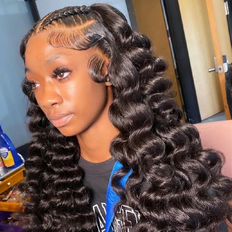HD 13x6 Loose Natural Wave Lace Front Human Hair Wig – 250% Density, 30–40 Inch, Transparent Full/Frontal Lace