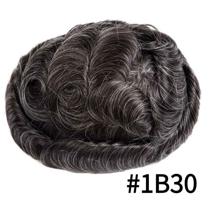 Men's Indian Remy Hair Toupee – Injection PU Skin Base, 120%/130% Density