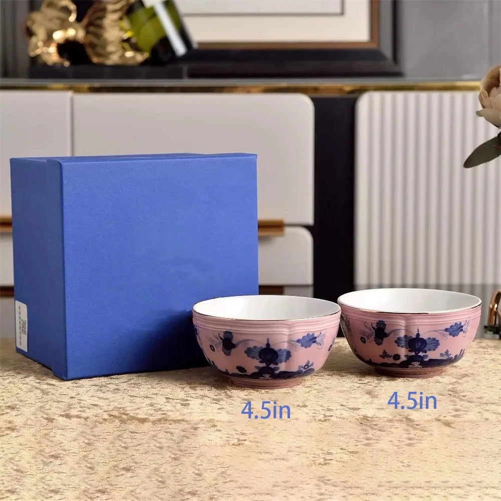 Ceramic Afternoon Tea Set – Printed Porcelain Cup, Saucer, Tray, Milk Pot & High Foot Plate