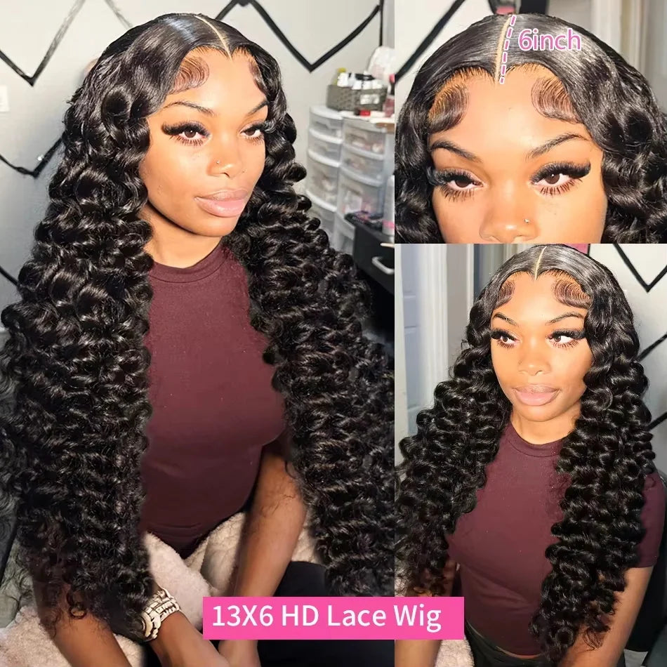 200 Density 30 40 Inch 13x6 Hd Lace Frontal Wig Loose Wave Wig Curly Human Hair WigsWave Human Hair Wig Brazilian Loose Deep