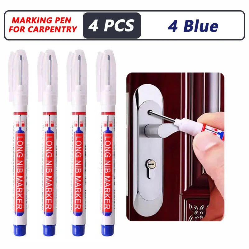 Professional Deep Hole Long Nib Marker Pen for Wood, Metal & Tile — Waterproof Carpenter Tool (20mm Nib)