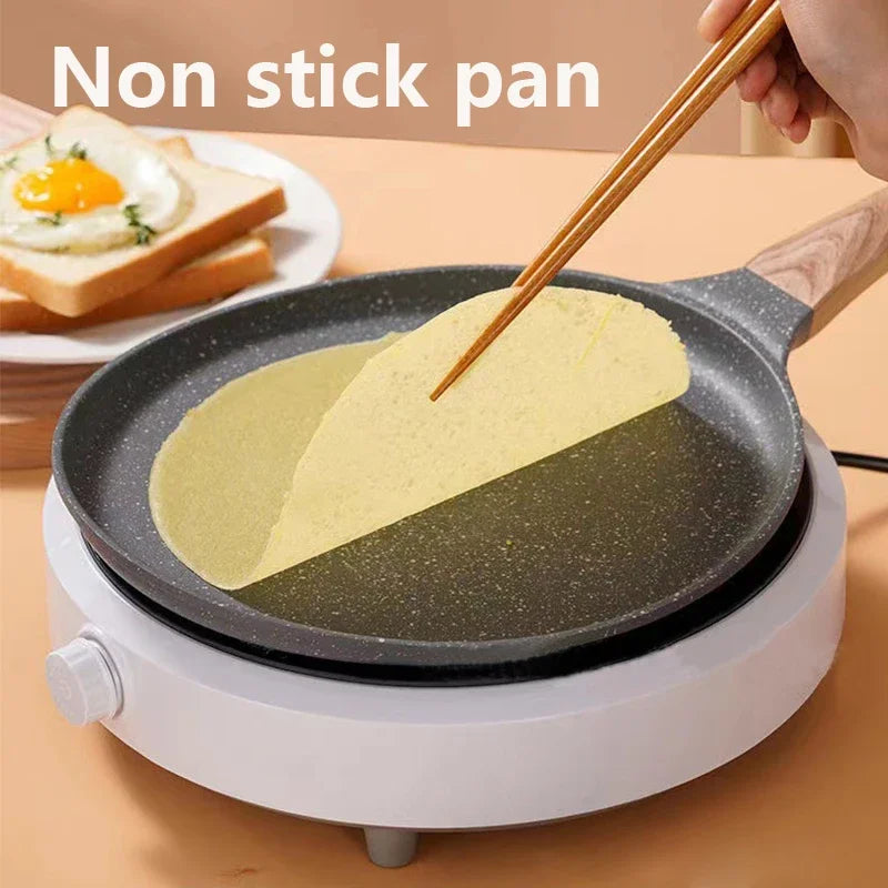 Nonstick Crepe & Pancake Pan with Wooden Handle – Induction Frying Pan for Eggs & Steak