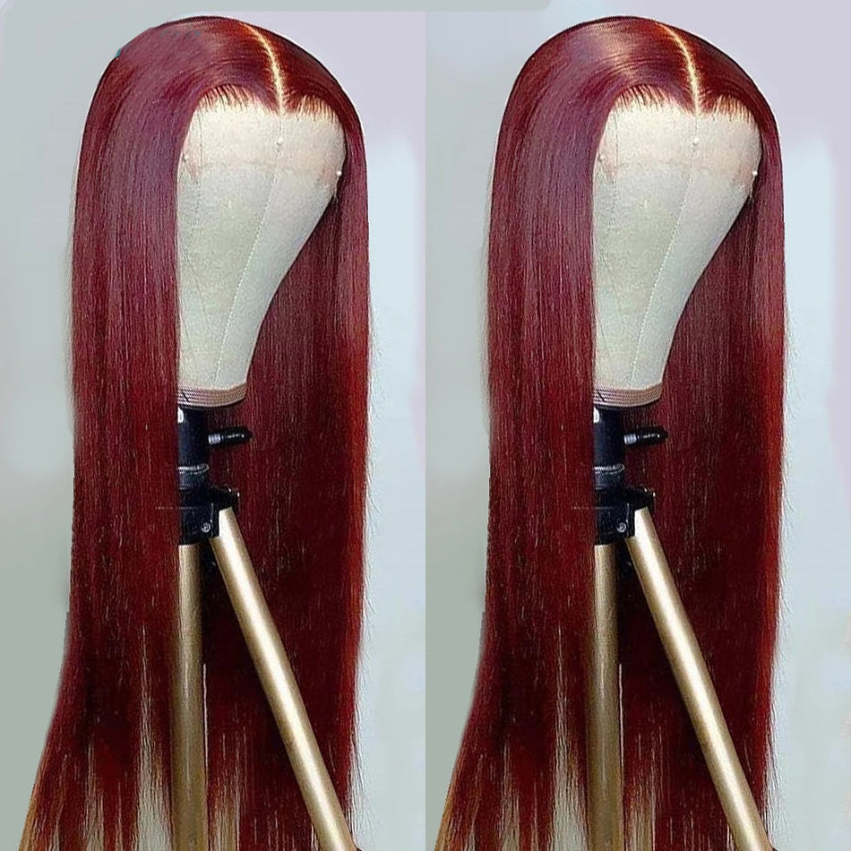99J Burgundy 13x6 HD Lace Front Straight Wig – Premium Red Peruvian Human Hair