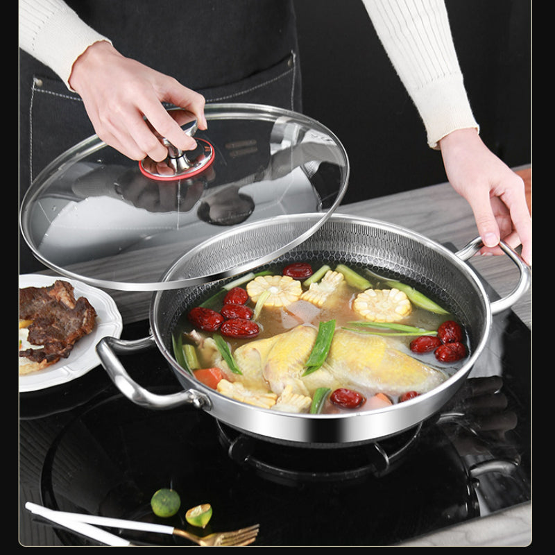 32cm 304 Stainless Steel Non-Stick Frying Pan – Induction & Gas Wok