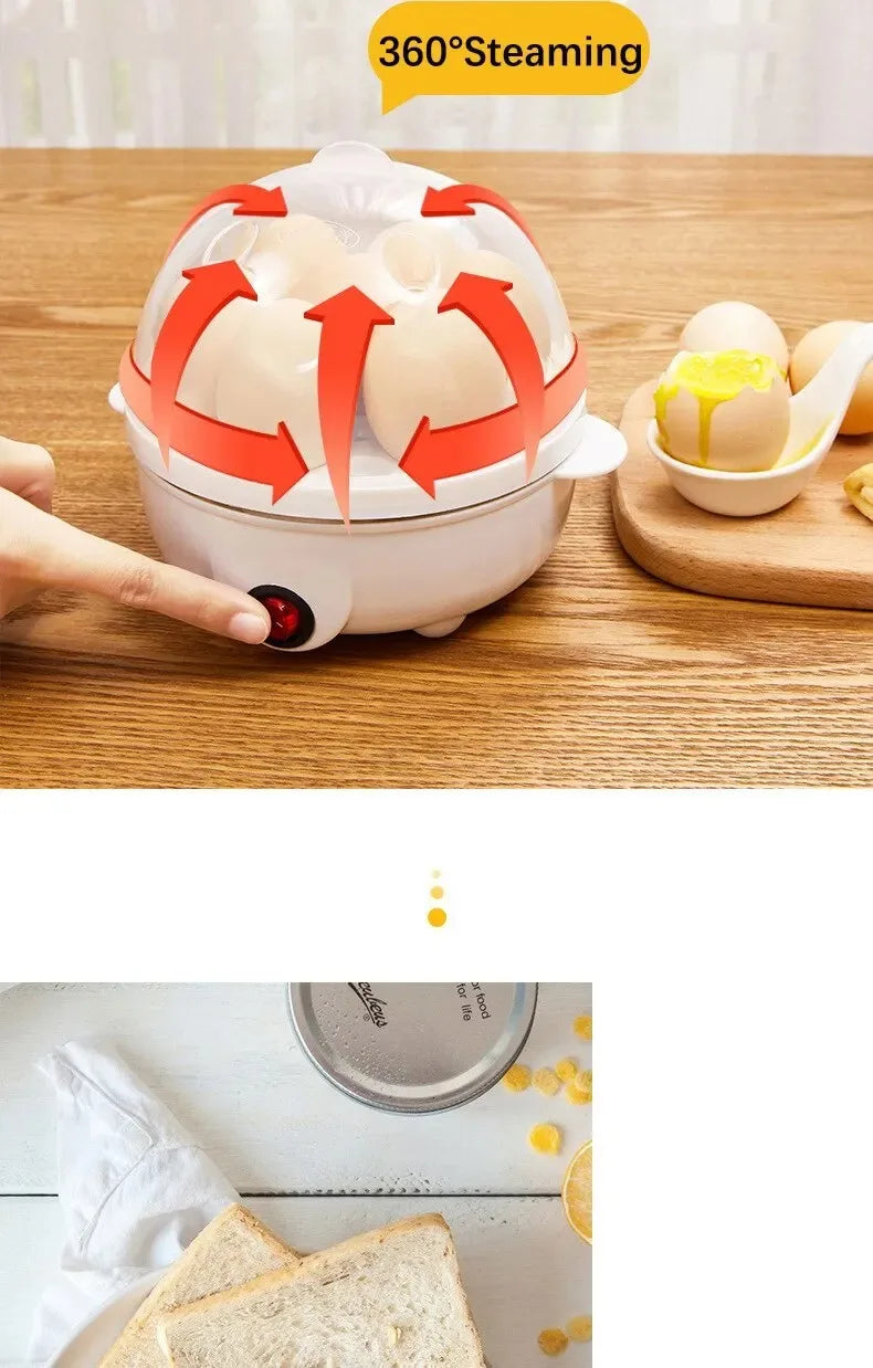 Multifunctional Electric Egg Cooker & Double-Layer Steamer | Mini Breakfast Maker