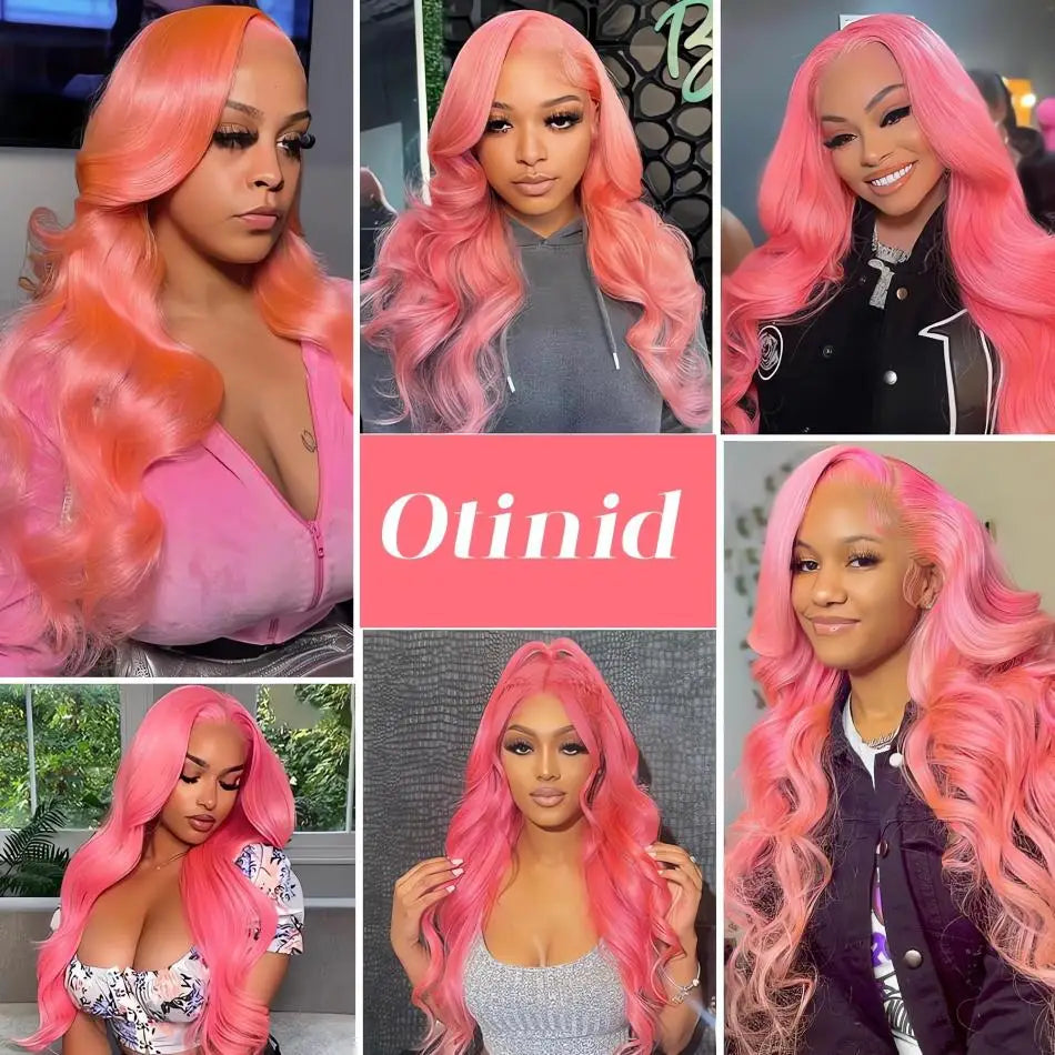 Pink Body Wave HD Lace Frontal Wig – 13x6 / 13x4 Transparent Brazilian Human Hair