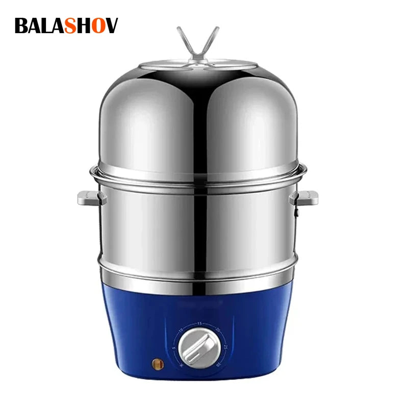 Electric Double-Layer Egg Cooker – Stainless Steel Egg Boiler Steamer