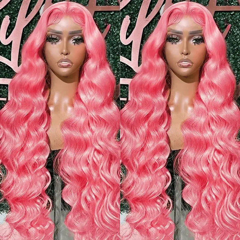 Pink Body Wave HD Lace Front Human Hair Wig (13x4 / 13x6, Pre-Plucked, 30–40”)