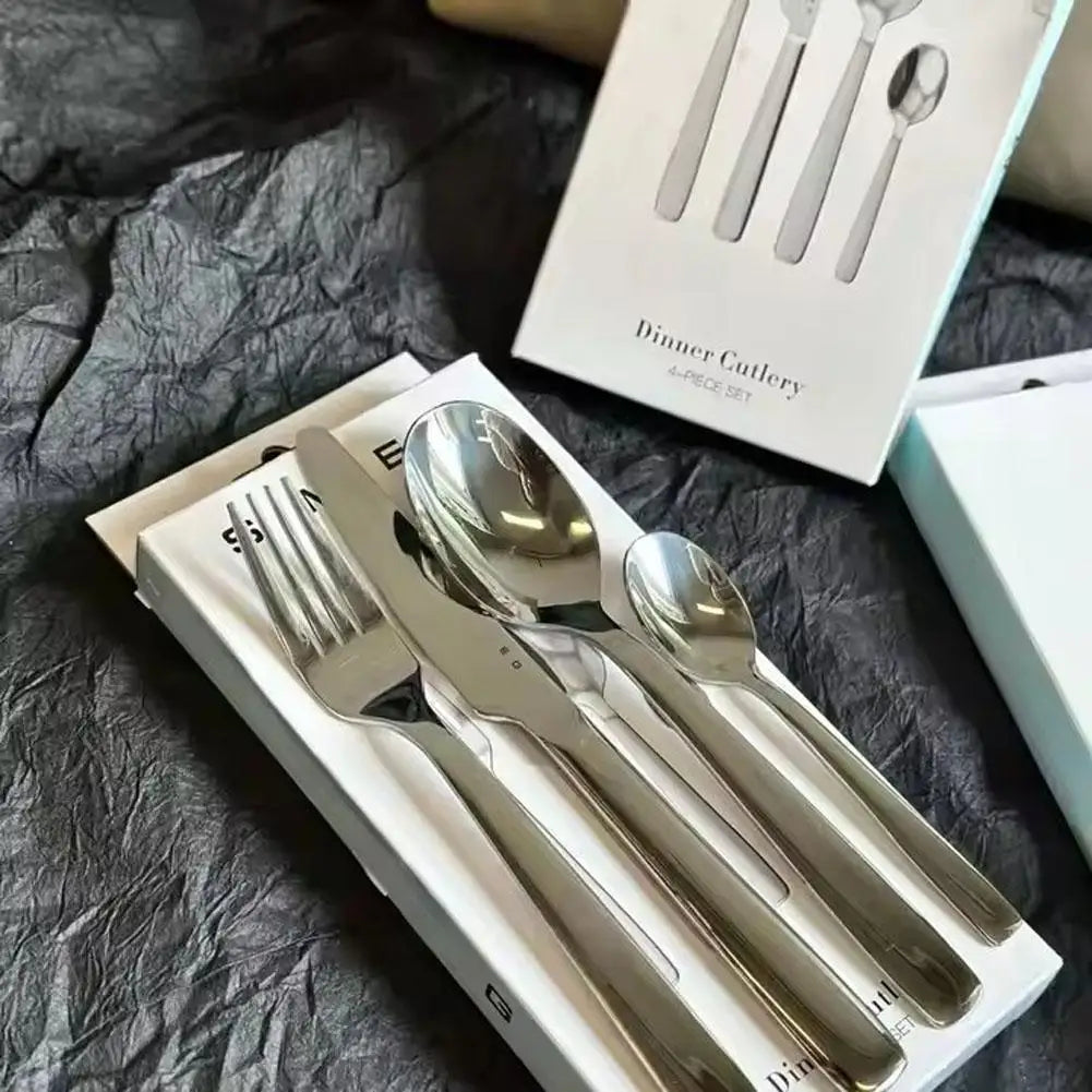 4-Piece Stainless Steel Cutlery Set – Italian Style Fork, Spoon, Knife & Teaspoon for Modern Dining and Gift Use (2025 Edition)
