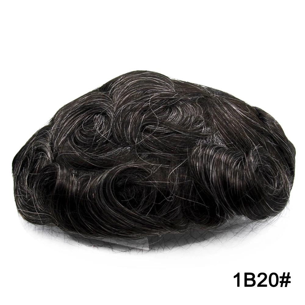 Men's Human Hair Toupee – Lace & PU Base, Straight, 6x8 / 7x9 / 8x10