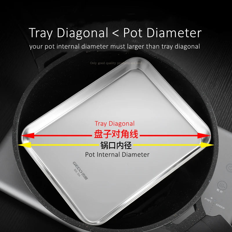 304 Stainless Steel Baking Tray – LFGB Certified, Fall-Resistant Steaming Dish (27–37.5cm Rectangular Pan)