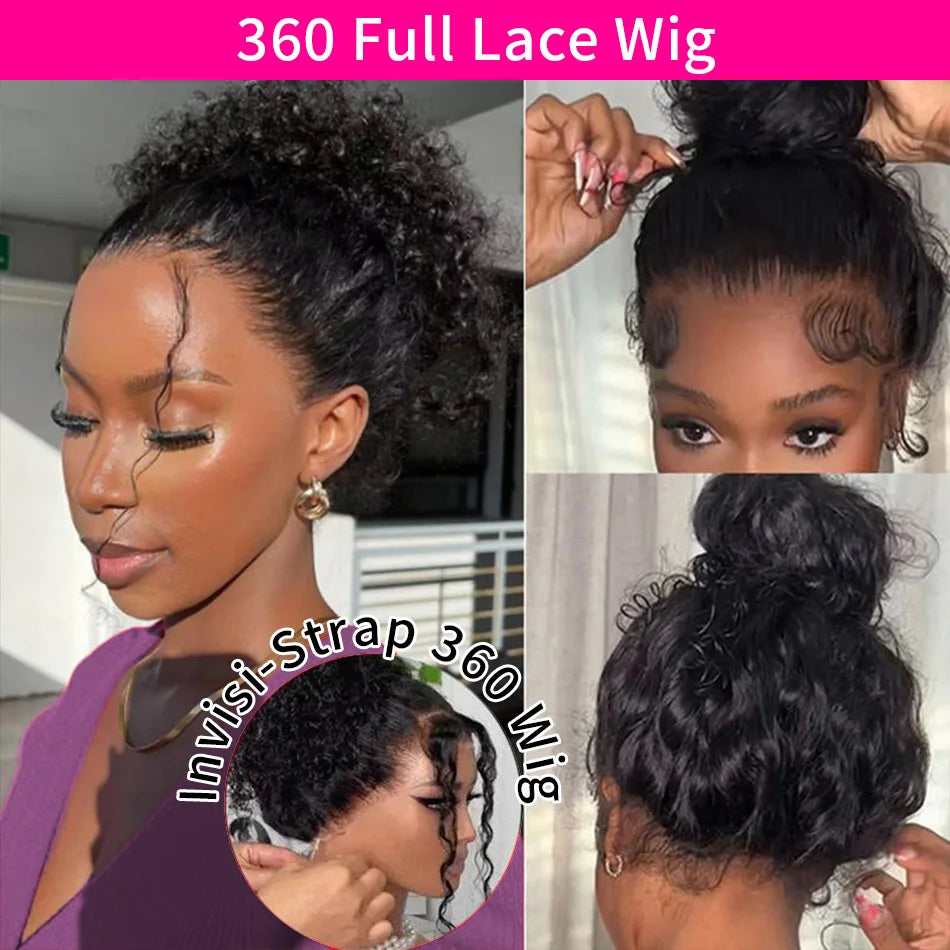 Deep Wave 360 HD Full Lace Human Hair Wig – Natural Black 40 Inch