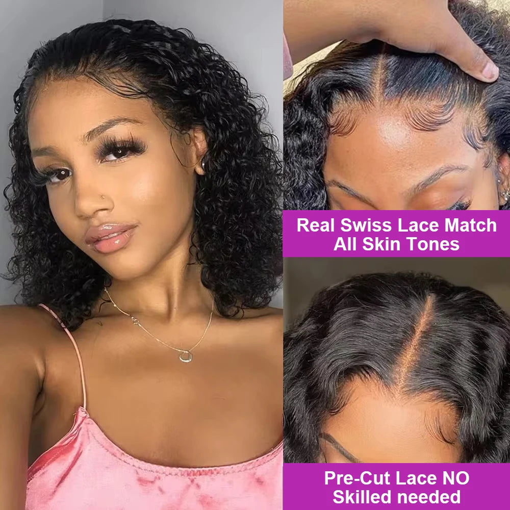 Brazilian Glueless Curly Bob Wig (Deep Water Wave) | HD Lace Front 13x4 / 13x6 | 100% Remy Human Hair