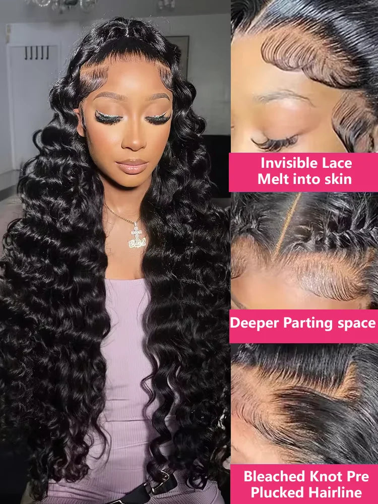 HD 13x6 Lace Front Loose Deep Wave Human Hair Wig – Glueless, 200% Density, 40"