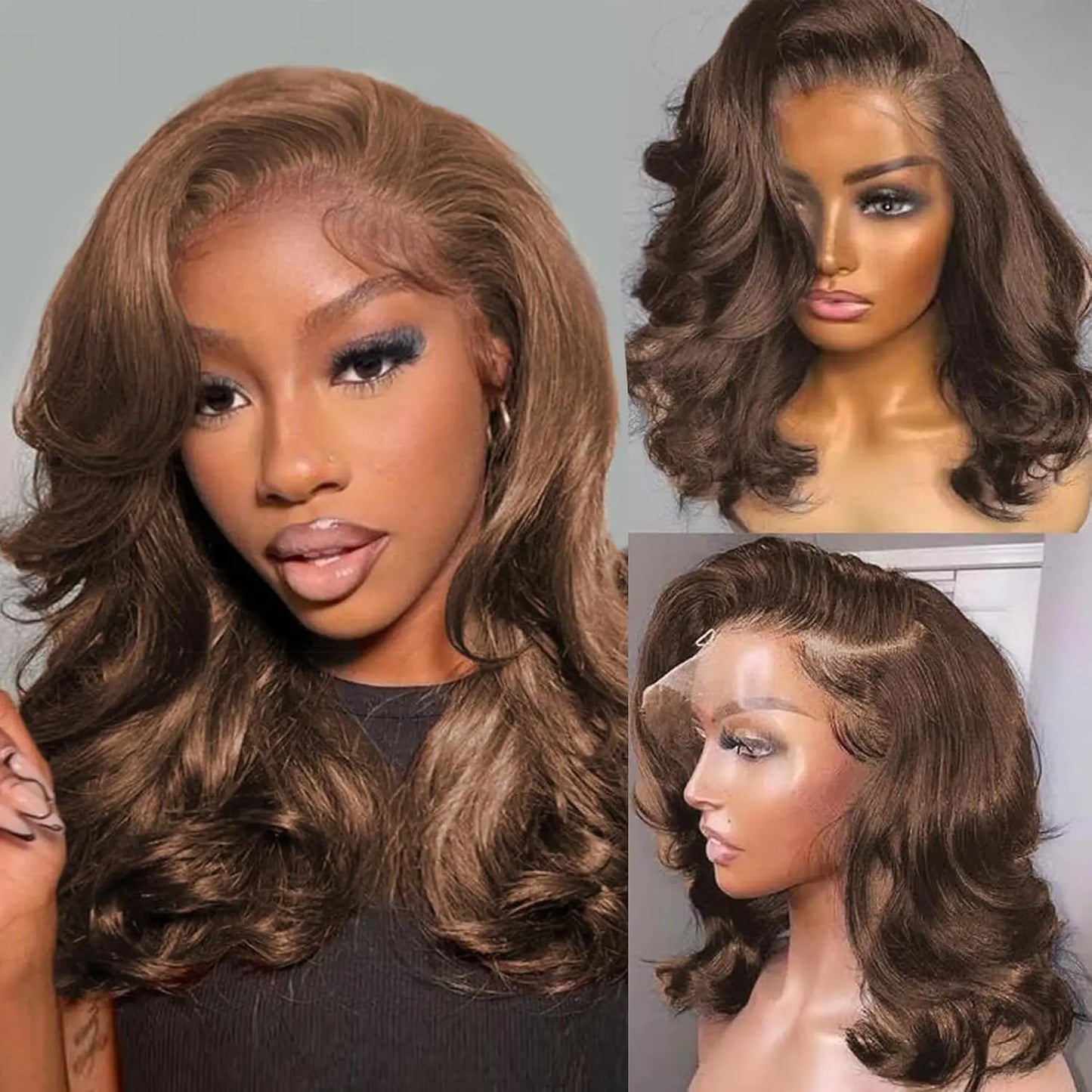 Short Bob Body Wave HD Lace Front Wig – Chocolate Brown #2 | 13×4 Human Hair Wig with Natural Hairline