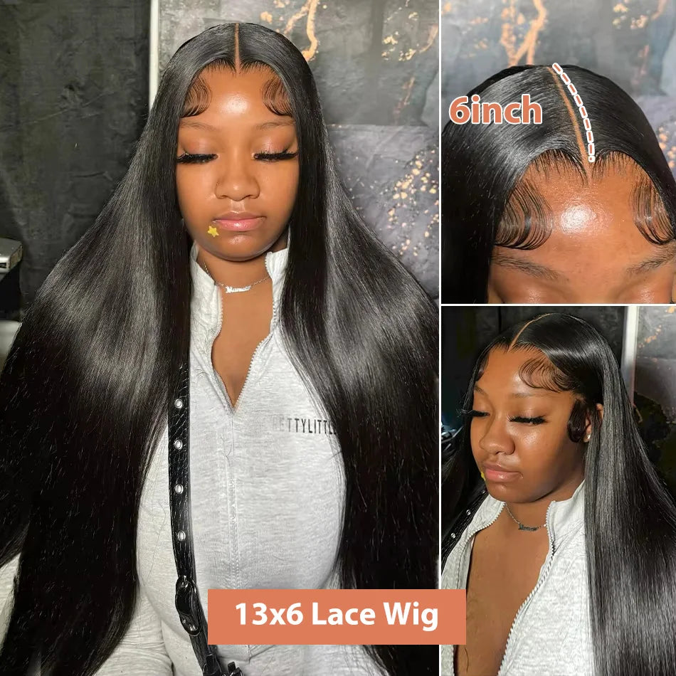 Bone Straight 13x6 HD Transparent Lace Front Wig (Wear & Go Glueless, 200% Density) – 30/34/40 Inch
