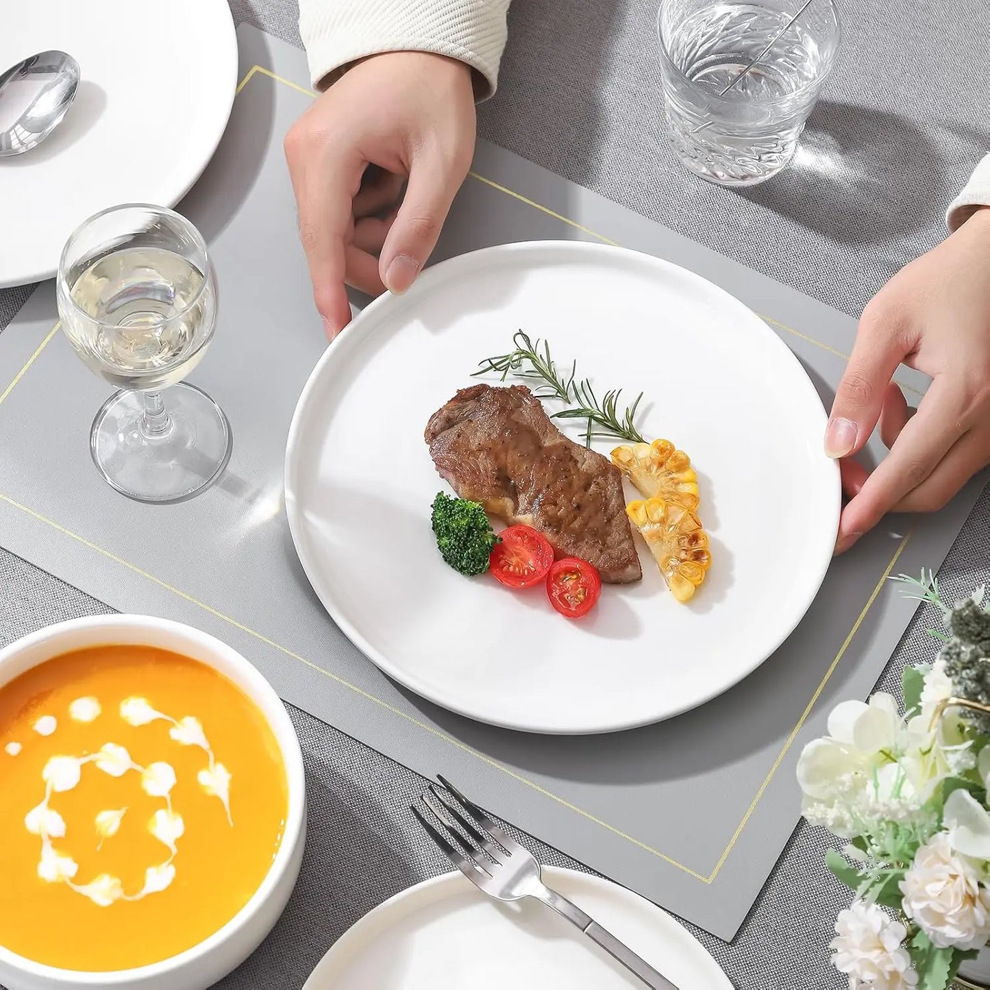 12-Piece White Porcelain Dinnerware Set – Plates & Bowls for 4, Microwave Safe