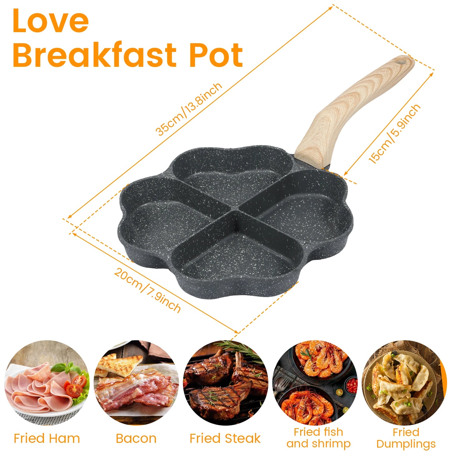 4-Cup Heart Egg Frying Pan – Non-Stick Aluminum Omelette Skillet for Gas & Induction Cooker