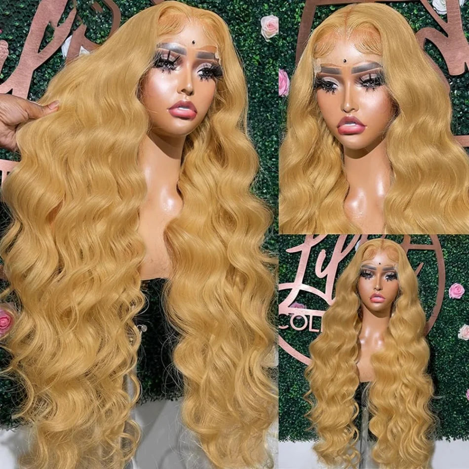Honey Blonde 13x6 HD Lace Front Human Hair Wig – 250% Density Body Wave Brazilian Remy