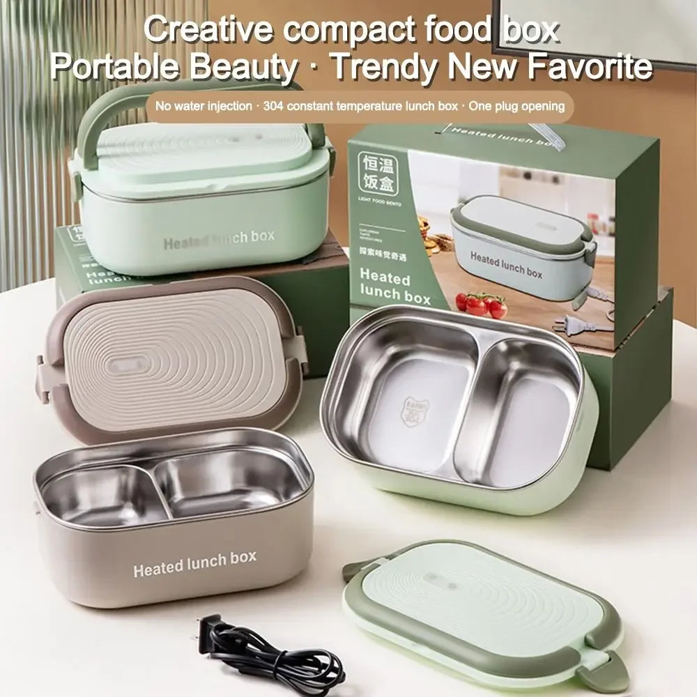 304 Stainless Electric Lunch Box – Plug-In 1 L Constant-Temperature Food Warmer
