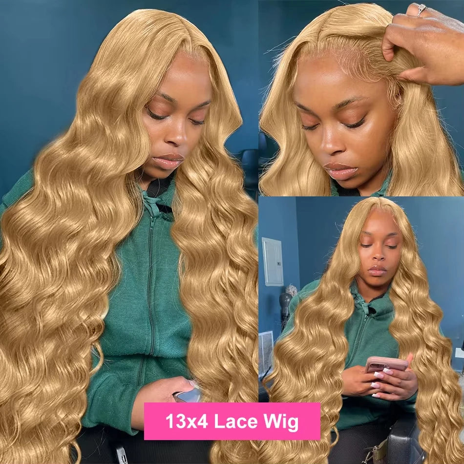 Honey Blonde #27 Body Wave Lace Front Human Hair Wig | Transparent Lace 13x4 / 13x6 Pre-Plucked (26+ Inch)