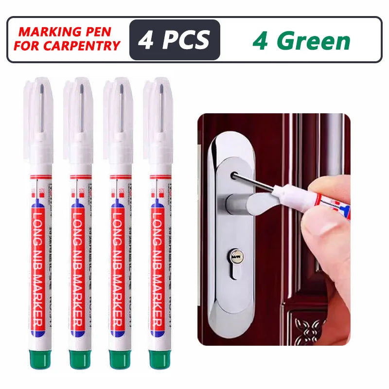 Professional Deep Hole Long Nib Marker Pen for Wood, Metal & Tile — Waterproof Carpenter Tool (20mm Nib)