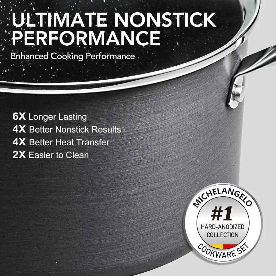Hard Anodized 10-Piece Cookware Set – Nonstick Granite Pots & Pans with Steamer
