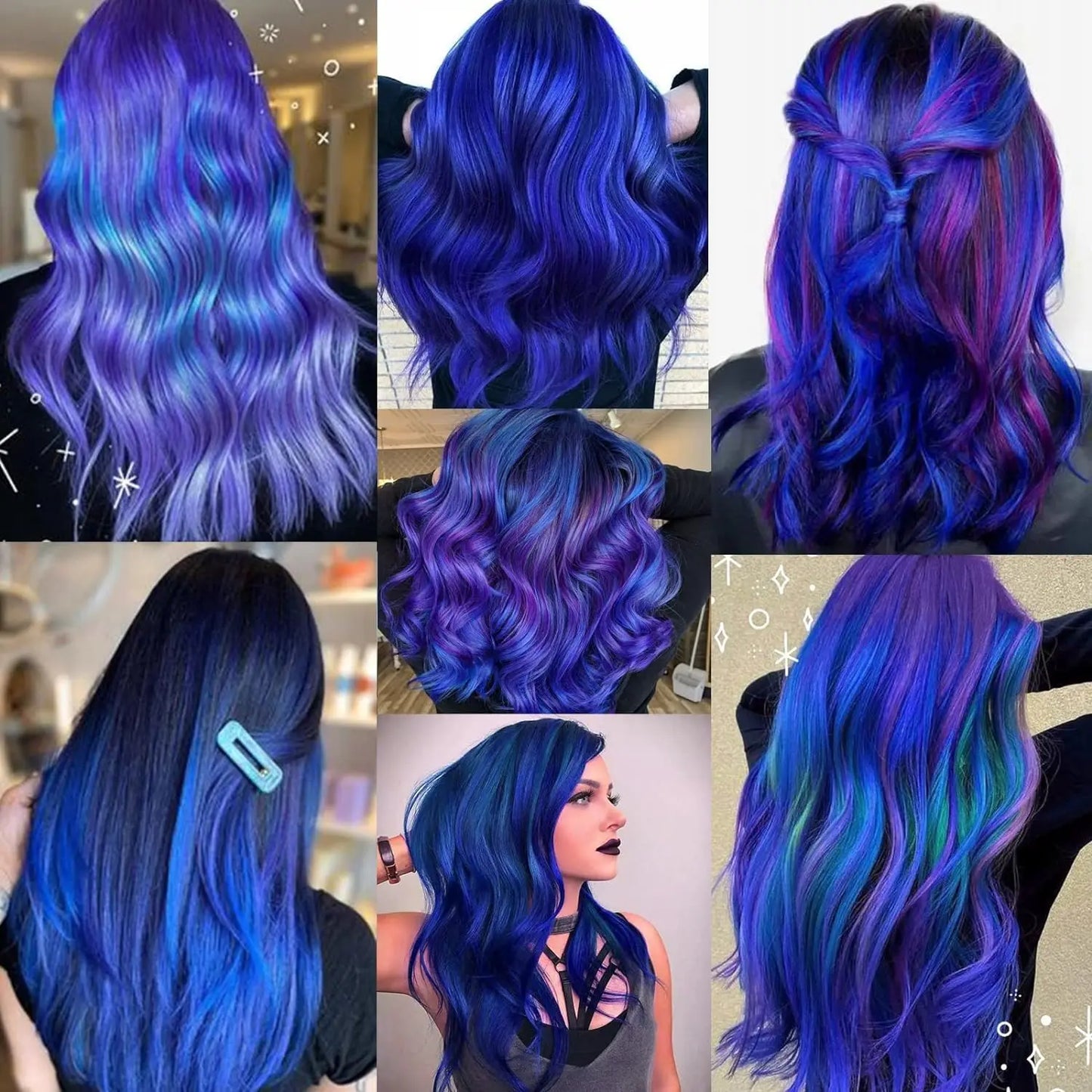 Colored Highlight Clip-In Hair Extensions | Synthetic Straight | 10pcs | Multi-Color | Party & Cosplay