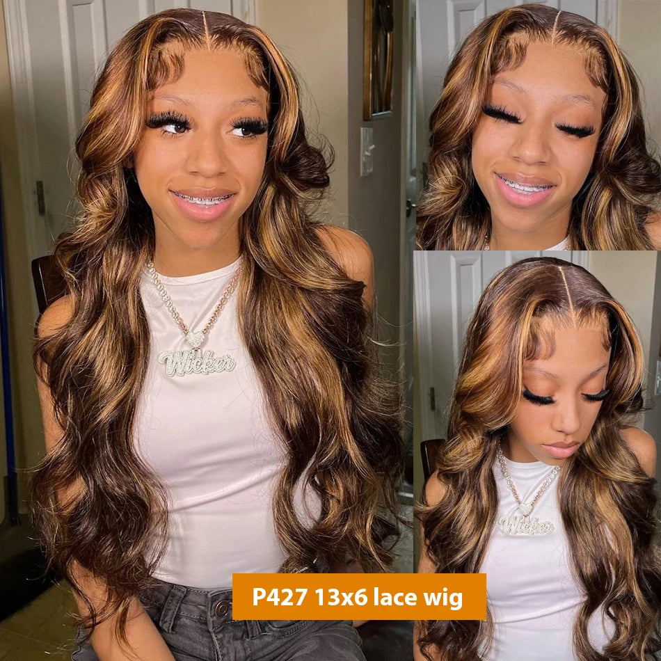 WeWave P4/27 Highlight Ombre Body Wave 13x4/13x6 HD Lace Front Wig (Brazilian Remy Human Hair)