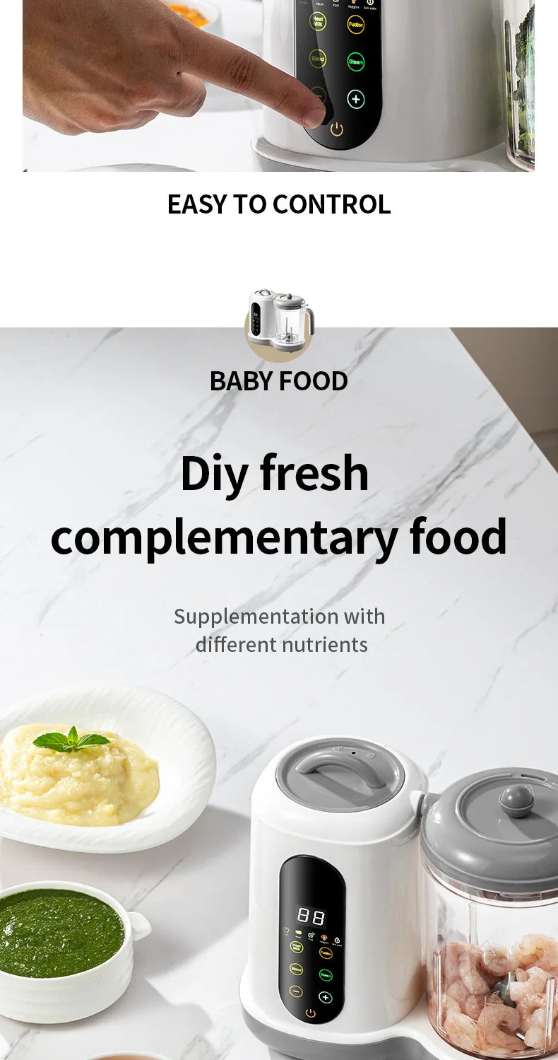 Automatic Baby Food Maker – 6-in-1 Steamer, Blender, Puree & Milk Warmer with Temperature Display