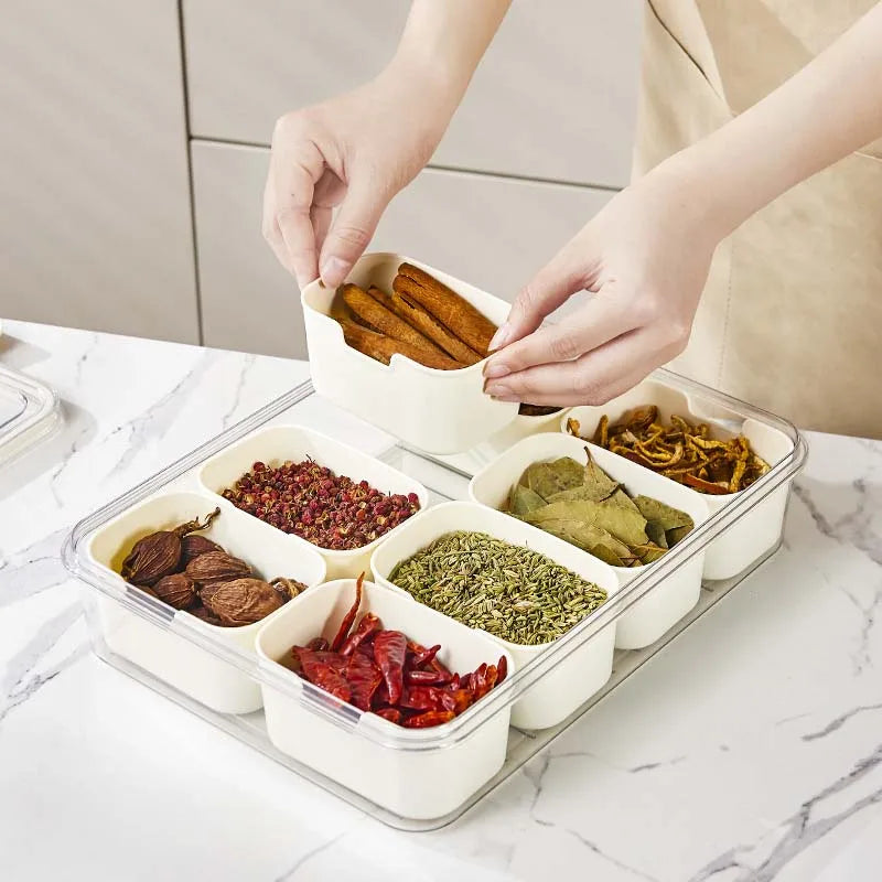 Appetizer Serving Tray with Lid & Handle – 8-Compartment Snack Organizer